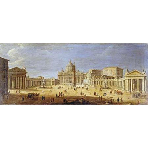 Piazza S.Pietro, Rome Gold Ornate Wood Framed Art Print with Double Matting by Van Wittel, Gaspar