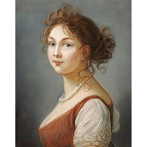 Portrait of Louisa, Queen of Prussia Black Modern Wood Framed Art Print with Double Matting by Le Brun, Elisabeth Vigee