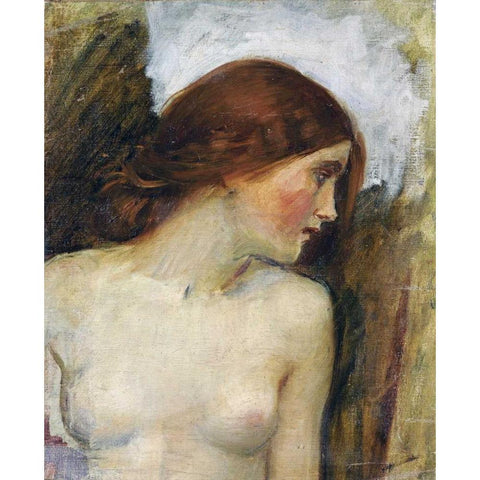 Study For The Head of Echo Black Modern Wood Framed Art Print with Double Matting by Waterhouse, John William