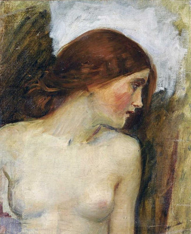 Study For The Head of Echo White Modern Wood Framed Art Print with Double Matting by Waterhouse, John William