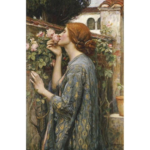 The Soul of The Rose Black Modern Wood Framed Art Print with Double Matting by Waterhouse, John William