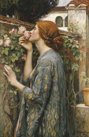 The Soul of The Rose White Modern Wood Framed Art Print with Double Matting by Waterhouse, John William