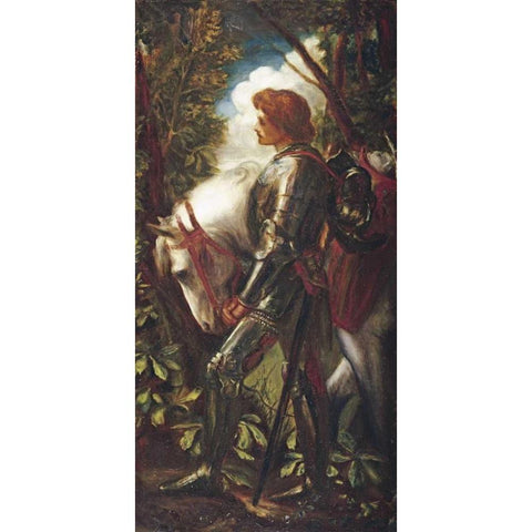 Sir Galahad Gold Ornate Wood Framed Art Print with Double Matting by Watts, George Frederick