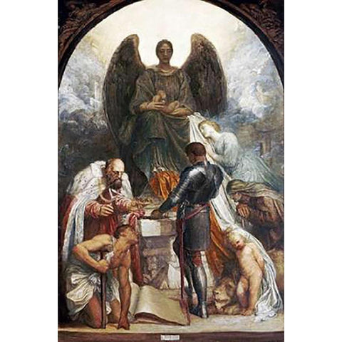 The Angel of Death White Modern Wood Framed Art Print by Watts, George Frederick