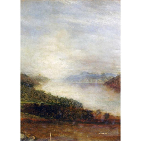 Loch Ness White Modern Wood Framed Art Print by Watts, George Frederick