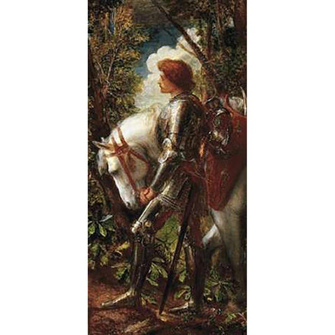 Sir Galahad Black Modern Wood Framed Art Print with Double Matting by Watts, George Frederick