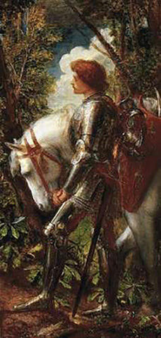 Sir Galahad White Modern Wood Framed Art Print with Double Matting by Watts, George Frederick