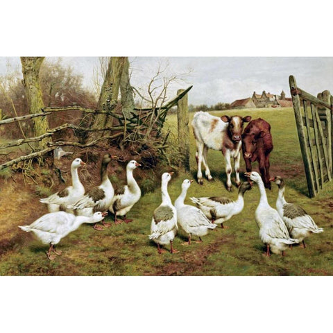 The Disputed Gate Black Modern Wood Framed Art Print by Weekes, Herbert William