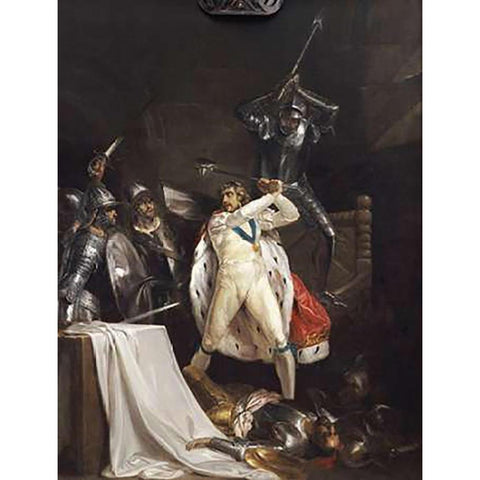 The Death of King Richard II Black Modern Wood Framed Art Print with Double Matting by Wheatley, Francis