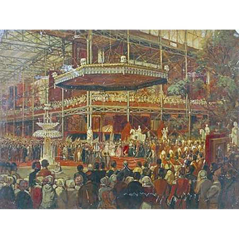 The Opening of The Great Exhibition Gold Ornate Wood Framed Art Print with Double Matting by Wingfield, James Digman