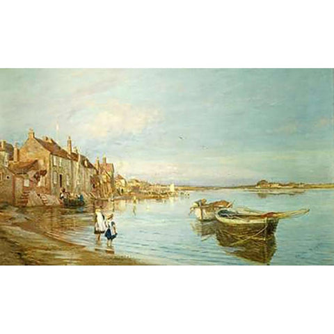 All On a Summerss Day, at Bosham, Sussex White Modern Wood Framed Art Print by Wyllie, Charles William