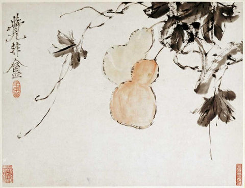 Gourds White Modern Wood Framed Art Print with Double Matting by Gu, Xu