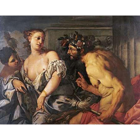 Hercules and Omphale White Modern Wood Framed Art Print by Zanchi, Antonio