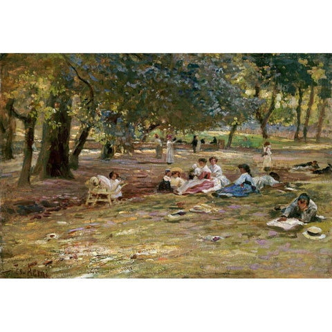 In The Park White Modern Wood Framed Art Print by Aerni, Franz Theodor