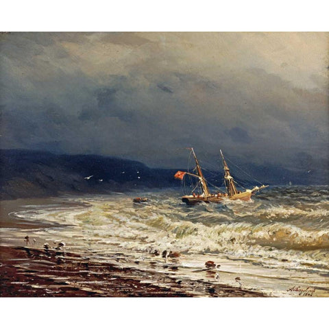 Off The Turkish Coast Black Modern Wood Framed Art Print by Aivasowsky, Ivan Konstantinovich