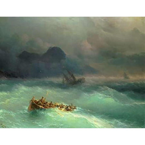 The Shipwreck Gold Ornate Wood Framed Art Print with Double Matting by Aivasowsky, Ivan Konstantinovich