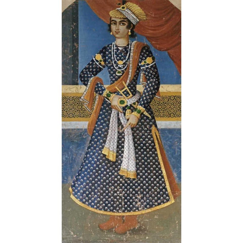 Portrait of Farrukh-Siyar Black Modern Wood Framed Art Print with Double Matting by Ali, Mihr