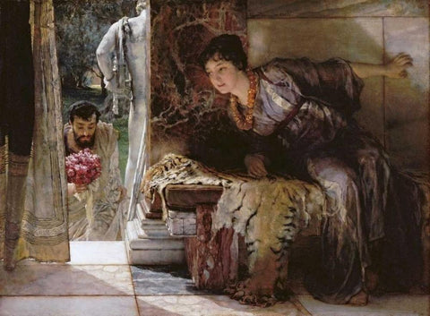 Welcome Footsteps - Well-Known Footsteps Black Ornate Wood Framed Art Print with Double Matting by Alma-Tadema, Sir Lawrence