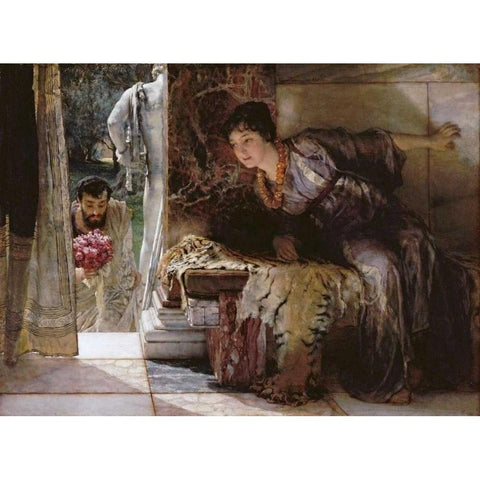 Welcome Footsteps - Well-Known Footsteps Black Modern Wood Framed Art Print by Alma-Tadema, Sir Lawrence