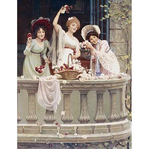 On The Balcony White Modern Wood Framed Art Print by Altson, Abbey