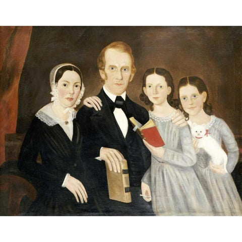 A Portrait of a Family Black Modern Wood Framed Art Print by American School