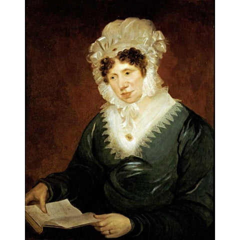 Portrait of a Lady Black Modern Wood Framed Art Print by American School