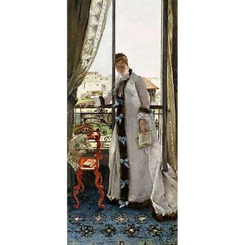 A Reflective Moment Gold Ornate Wood Framed Art Print with Double Matting by Duez, Ernest Ange