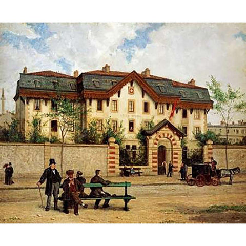 Asile Suisse a St-Mande, Paris White Modern Wood Framed Art Print by Anker, Albert