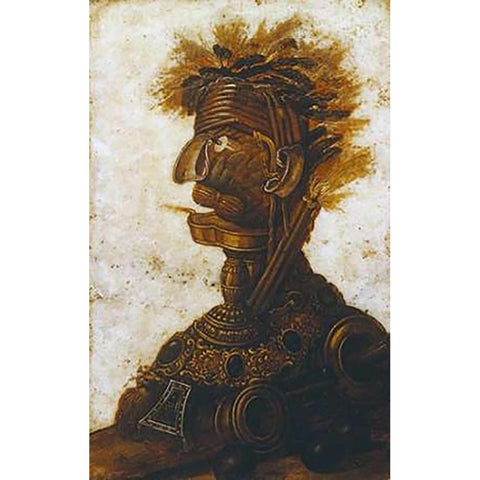 The Four Elements - Fire Gold Ornate Wood Framed Art Print with Double Matting by Arcimboldo, Giuseppe