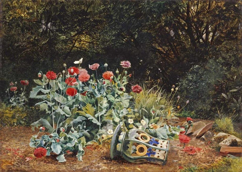 Summer Flowers In a Quiet Corner of a Garden Black Ornate Wood Framed Art Print with Double Matting by Bates, David