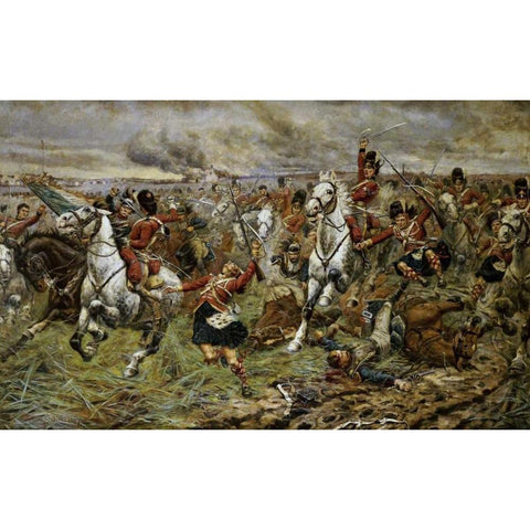 Incident at Waterloo Black Modern Wood Framed Art Print with Double Matting by Berkeley, Stanley