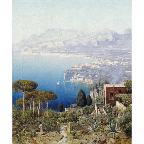 Costa Sorrentina Black Modern Wood Framed Art Print by Berninger, Edmund