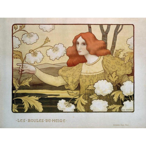 Les Boules De Neige Black Modern Wood Framed Art Print with Double Matting by Berthon, Paul