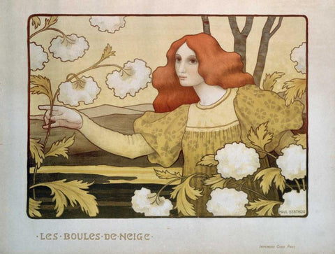 Les Boules De Neige Black Ornate Wood Framed Art Print with Double Matting by Berthon, Paul