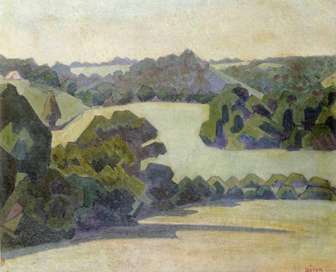 West Country Landscape White Modern Wood Framed Art Print with Double Matting by Bevan, Robert