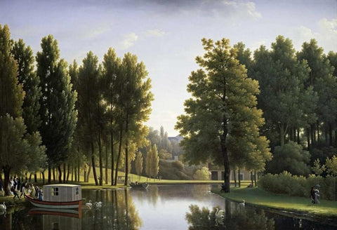 Le Parc De Mortefontaine White Modern Wood Framed Art Print with Double Matting by Bidauld, Jean-Joseph-Xavier