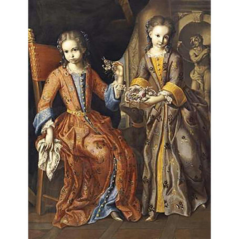 Portrait of Two Girls Gold Ornate Wood Framed Art Print with Double Matting by Bocciardo, Domenico