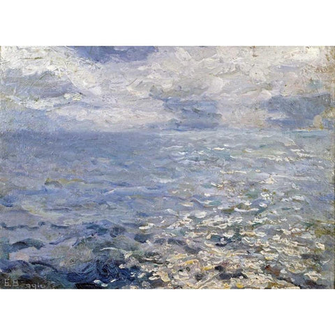 A Study of Sun On The Sea Black Modern Wood Framed Art Print with Double Matting by Boggio, Emilio