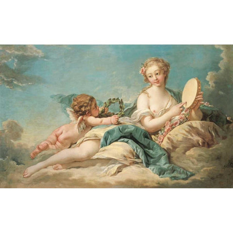 Clio, The Muse of History and Song Gold Ornate Wood Framed Art Print with Double Matting by Boucher, Francois