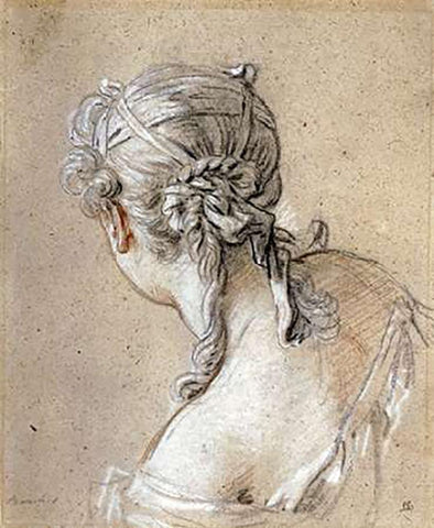 Head of a Woman Seen From Behind White Modern Wood Framed Art Print with Double Matting by Boucher, Francois