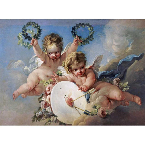 La Cible DAmour - Love Target Black Modern Wood Framed Art Print with Double Matting by Boucher, Francois