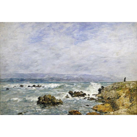 Antibes, La Pointe De Lilette Black Modern Wood Framed Art Print with Double Matting by Boudin, Eugene