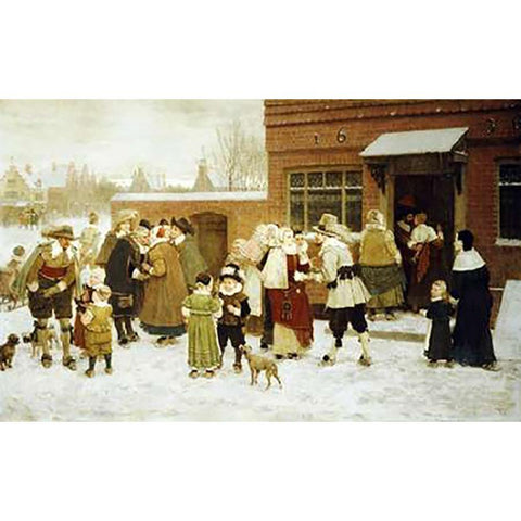 New Years Day, New Amsterdam Black Modern Wood Framed Art Print by Boughton, George Henry