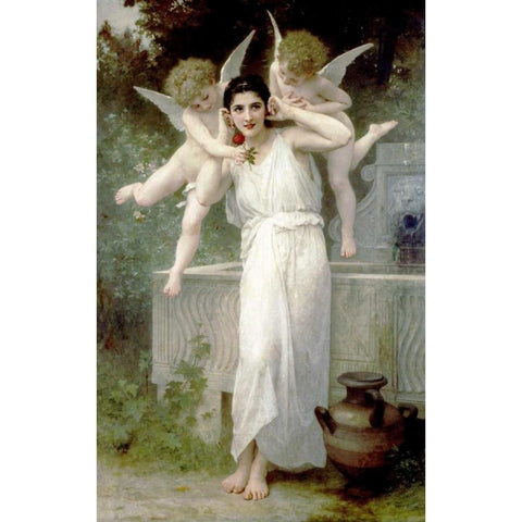 LInnocence White Modern Wood Framed Art Print by Bouguereau, William-Adolphe