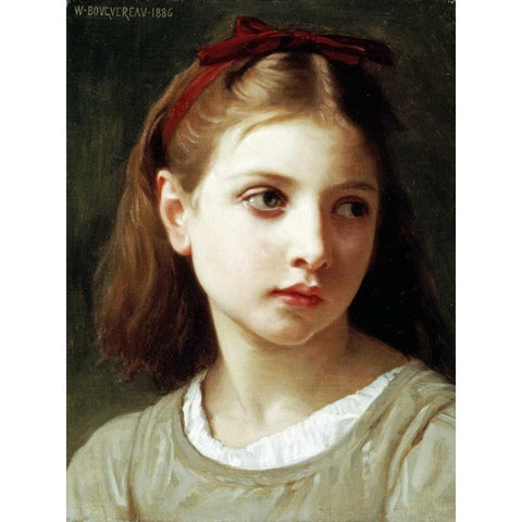 Une Petite Fille Black Modern Wood Framed Art Print by Bouguereau, William-Adolphe