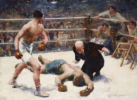 The Knock Out White Modern Wood Framed Art Print with Double Matting by Bourgonnier, Claude Charles