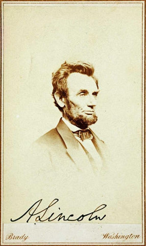 Abraham Lincoln, 1864 White Modern Wood Framed Art Print with Double Matting by Brady, Mathew B.