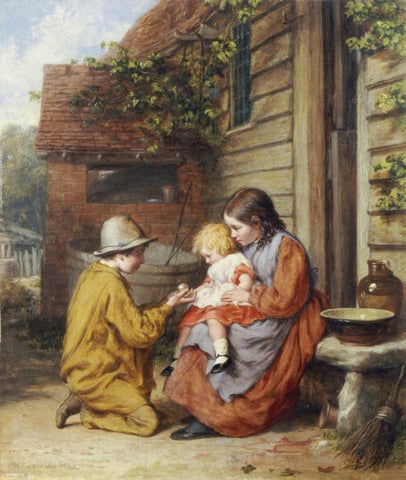 The Present Black Ornate Wood Framed Art Print with Double Matting by Bromley, William