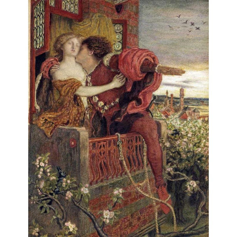 Romeo and Juliet Black Modern Wood Framed Art Print with Double Matting by Brown, Ford Maddox