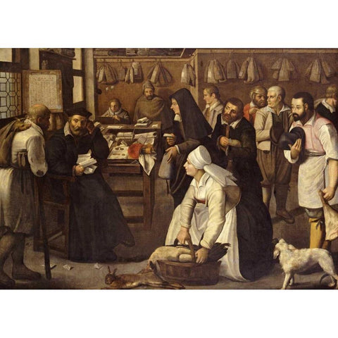 A Tax Office Black Modern Wood Framed Art Print with Double Matting by Bruegel, Pieter the Elder